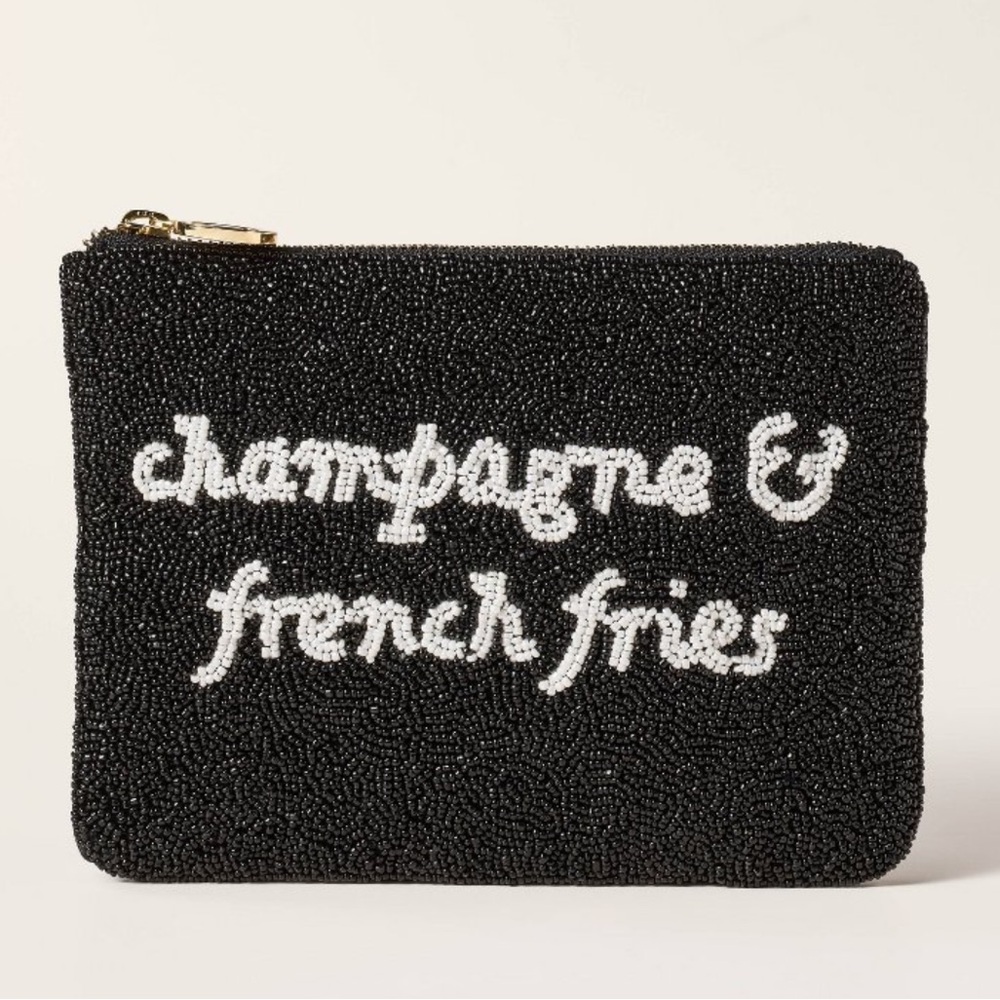 NWT Kate Spade Target New York - Champagne & French Fries Beaded Clutch Black - Picture 5 of 11